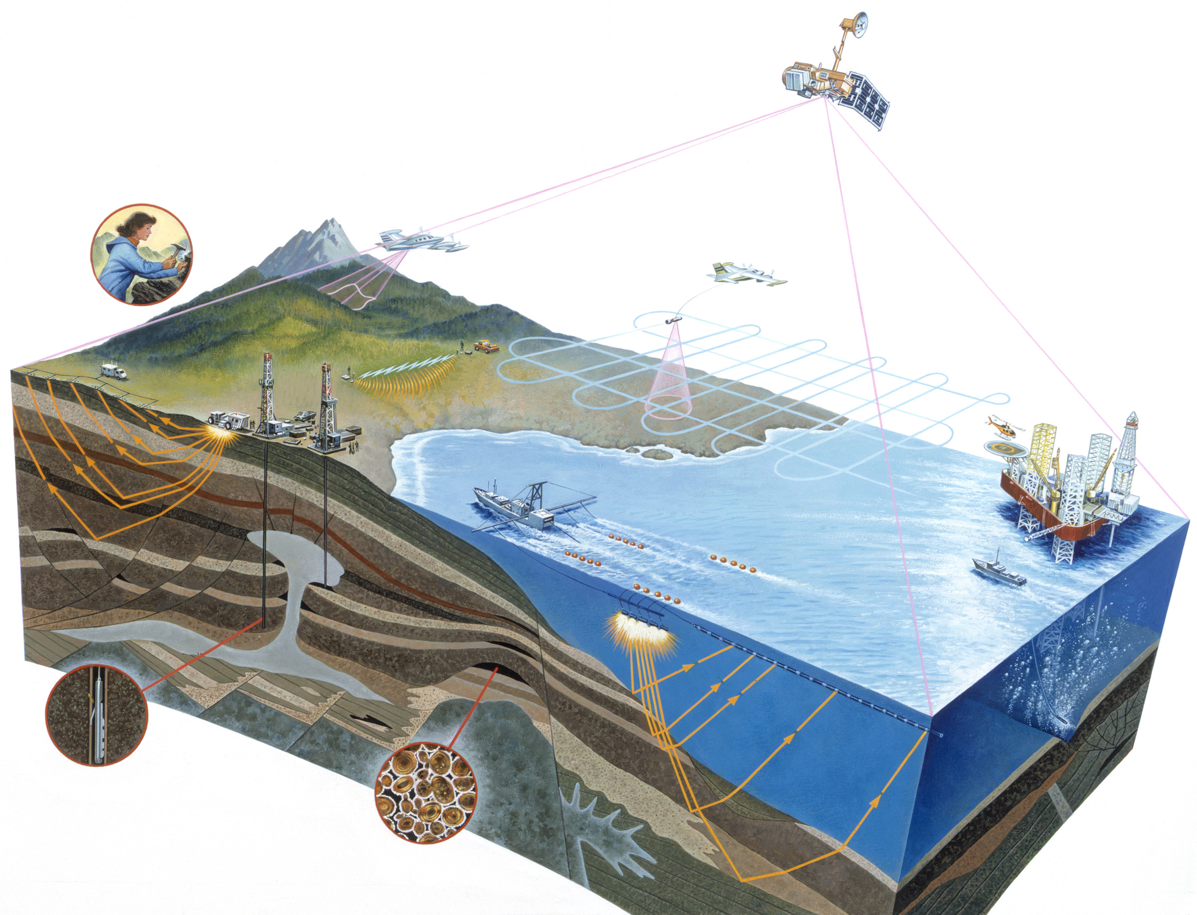 Diagram illustrating the geological process of oil formation in the Gulf of Mexico